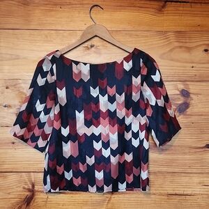 Ann Taylor Navy And Mauve Chevron Blouse XSP